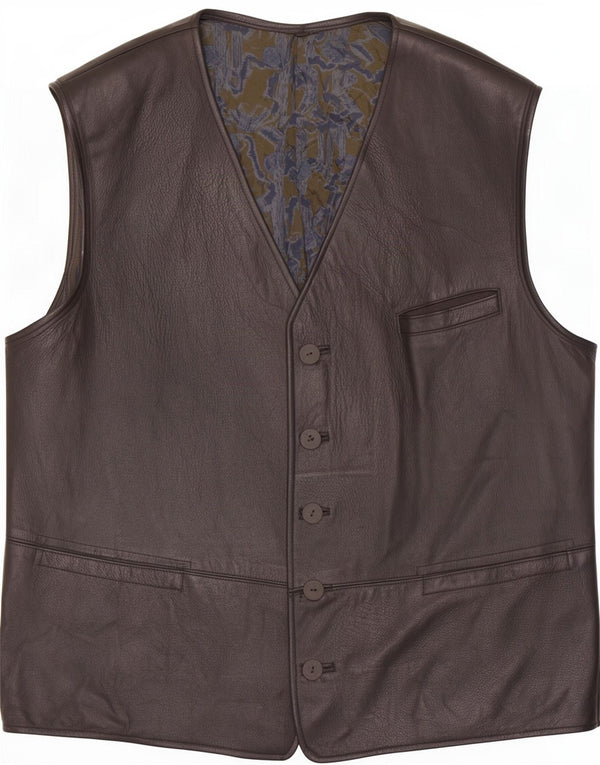 Gilet din piele vintage pentru bărbați UK 42 XL negru