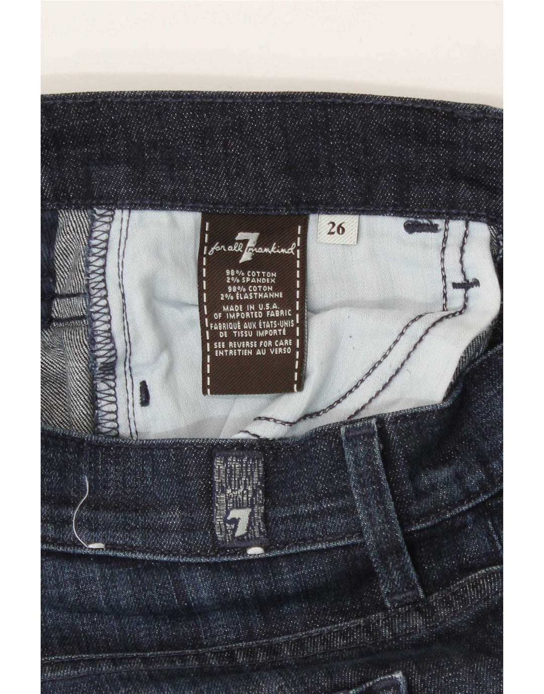 7 For All Mankind Blugi pentru femei cu talie mijlocie cu talie medie L26 L30 bleumarin