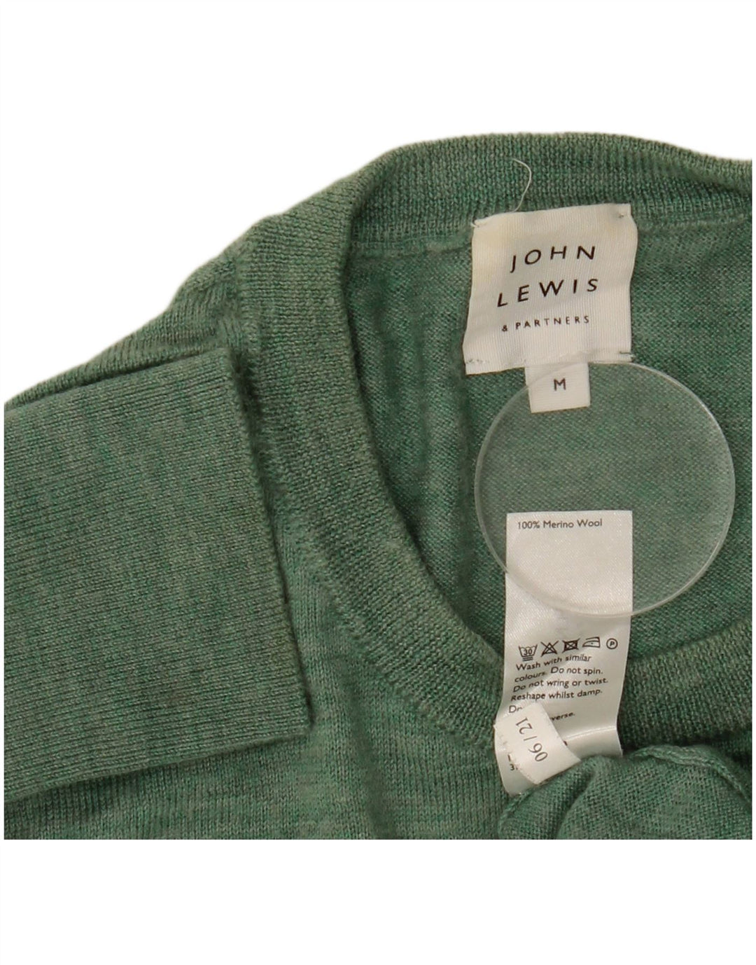 Pulover John Lewis pentru bărbați, cu gât crew, lână merinos, verde mediu