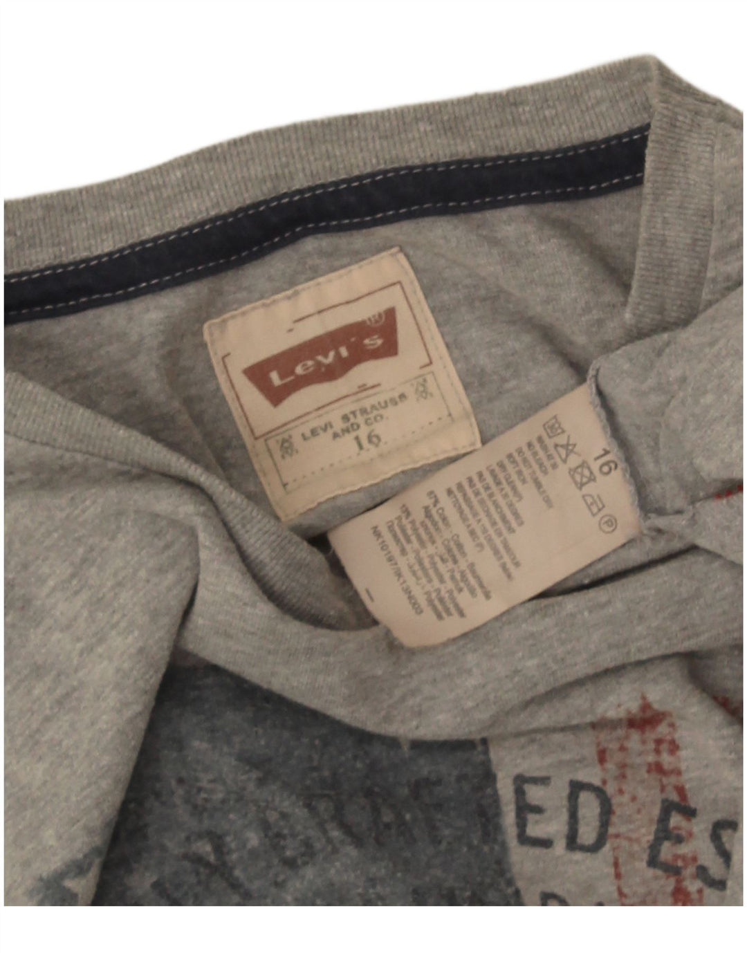 Bluză cu mânecă lungă Levi's pentru băieți, gri bumbac, 15-16 ani