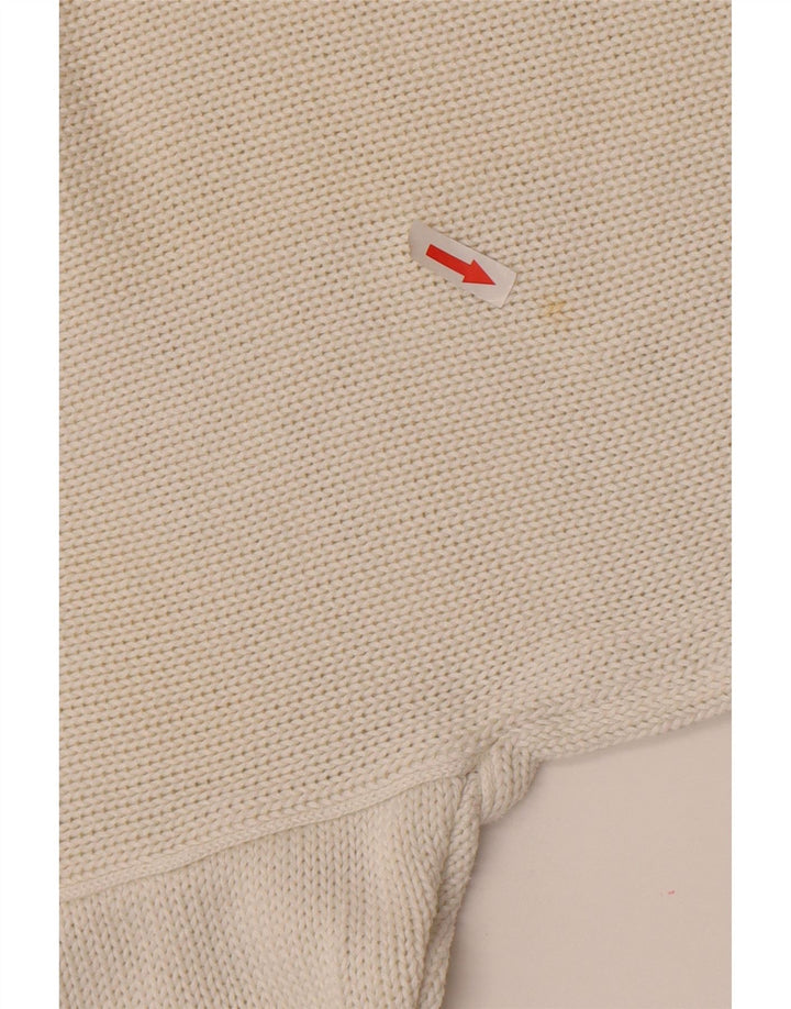 Pulover vintage cu decolteu în V cu grafic pentru femei UK 14 Medium White