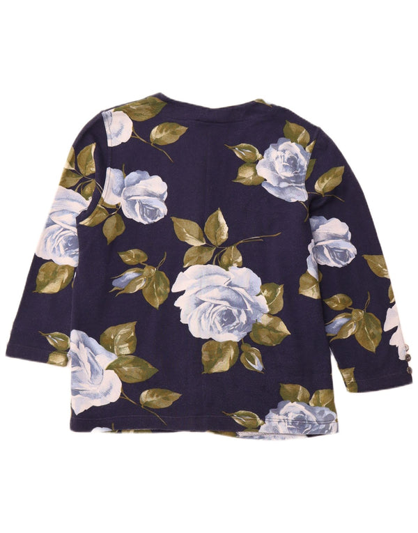 Jachetă pentru femei VINTAGE cu mâneci 3/4 IT 44 Medium Bleumarin Floral