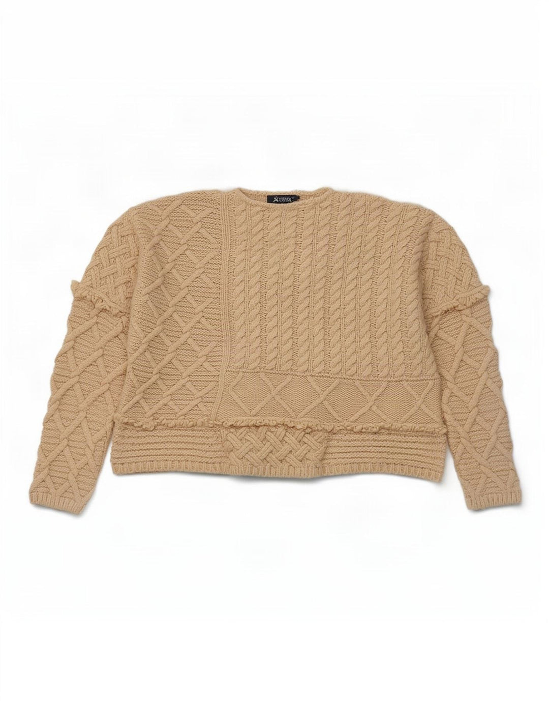 Pulover de damă Zara Crop oversize cu decolteu triplu UK 14 Bej mediu
