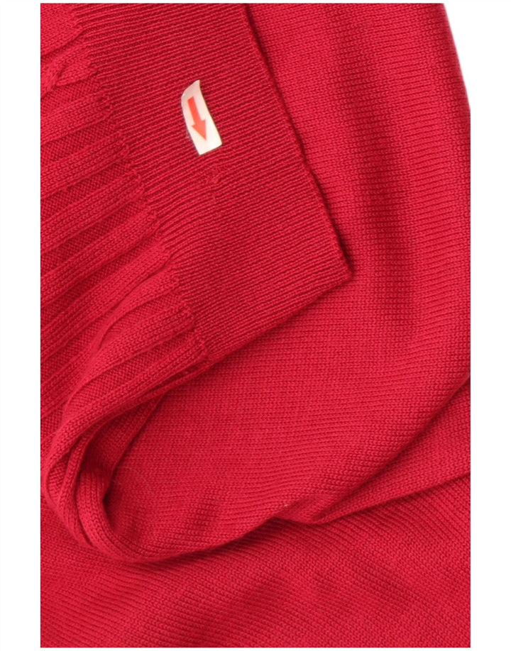 Pulover Cardigan Vintage pentru femei UK 14 Lână virgină roșie medie