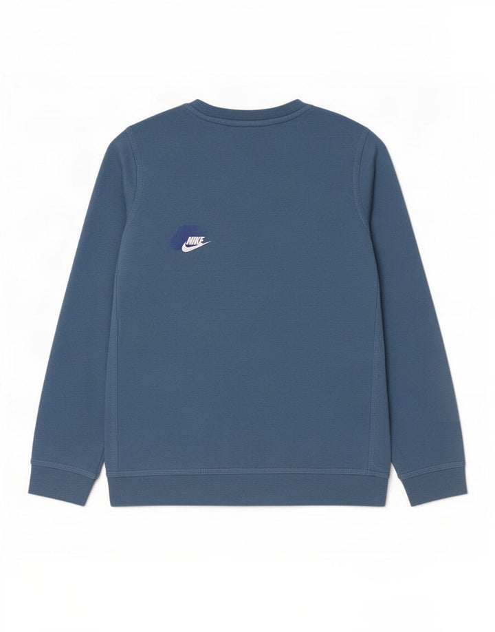 Pulover Nike pentru băieți grafic 10-11 ani, bumbac albastru mediu