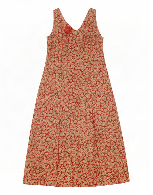 Rochie maxi fără mâneci vintage pentru femei UK 12 Medium Red Floral