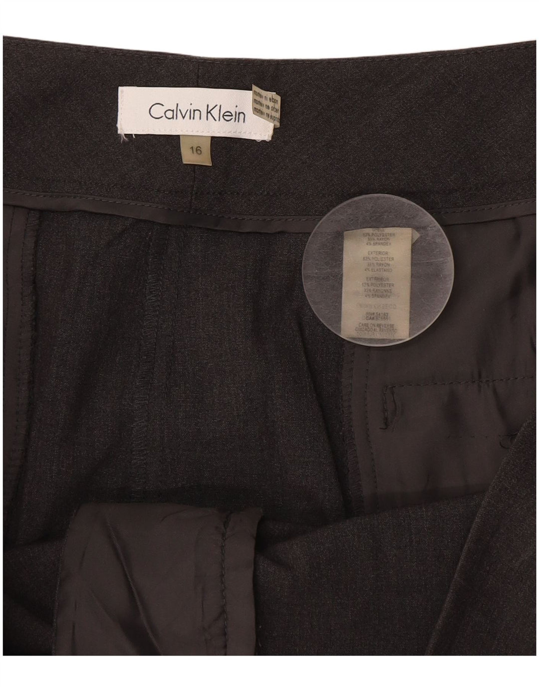 Pantaloni de costum pentru femei Calvin Klein Bootcut US 16 XL W38 L32 poliester gri
