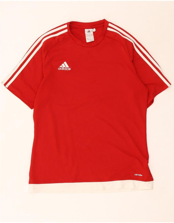 Adidas Mens Climalite T-Shirt Top Medium Red Colourblock Polyester