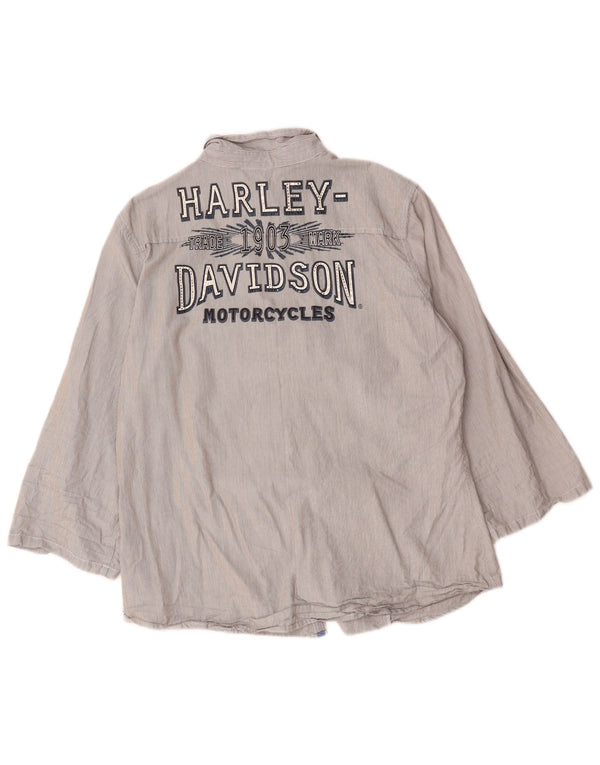 Cămașă cu mânecă 3/4 Harley Davidson pentru femei, UK 18 XL, gri cu dungi