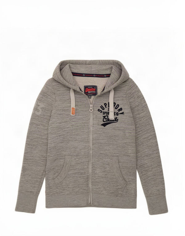 Pulover Superdry pentru femei, cu grafic, cu fermoar, din bumbac cu pete gri mediu UK 14