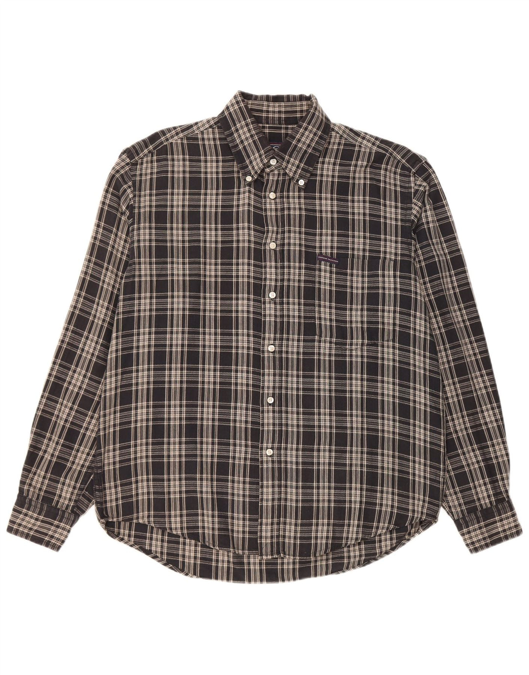 Cămașă de flanel pentru bărbați Sergio Tacchini, bumbac cu carouri mari, negru