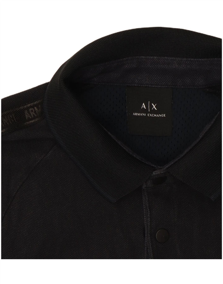 Tricou polo cu grafică pentru bărbați Armani Exchange Mic Negru