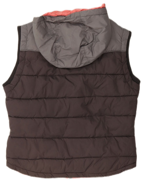 Gilet căptușit cu glugă Superdry pentru femei UK 12, gri mediu, nailon color bloc