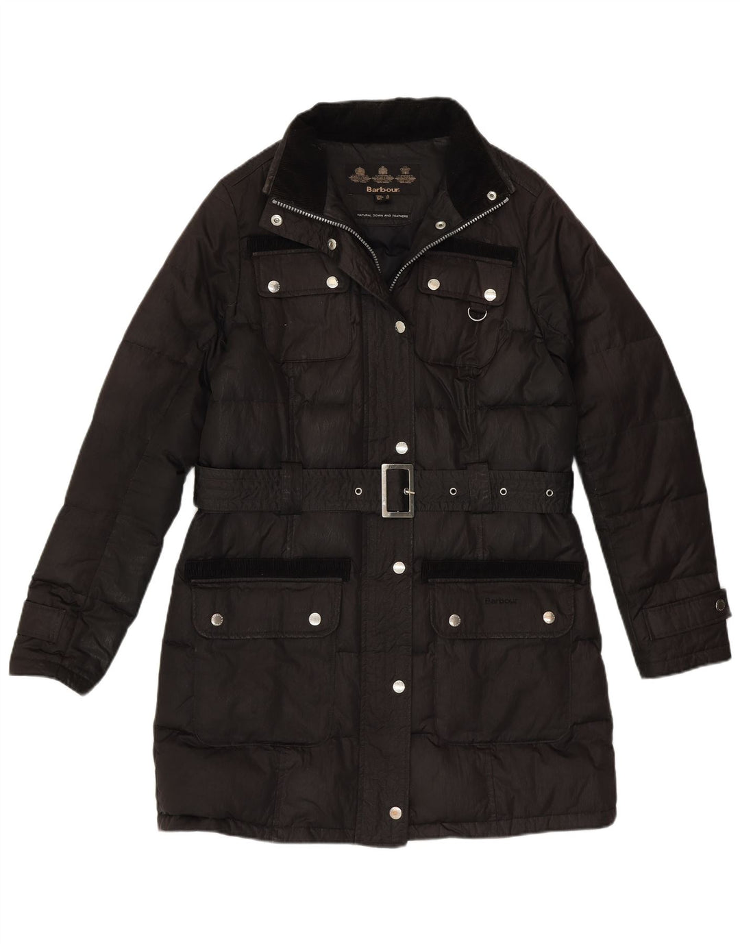 Palton căptușit pentru femei Barbour UK 12, bumbac mediu negru