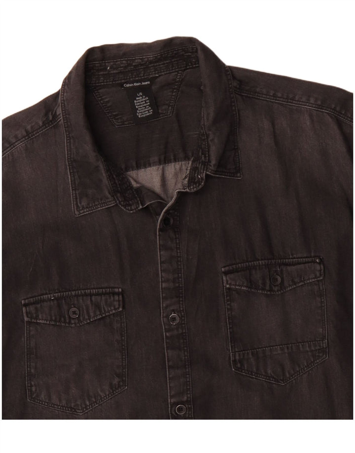 Cămașă de blugi pentru bărbați CALVIN KLEIN JEANS, bumbac negru mare