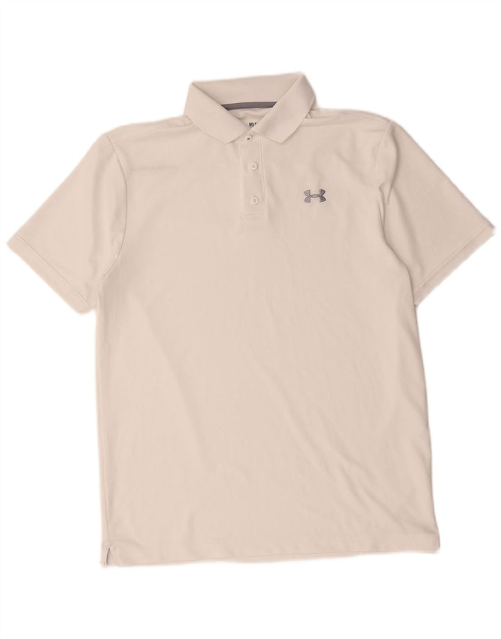 Tricou polo Under Armour Heat Gear pentru bărbați, alb mediu