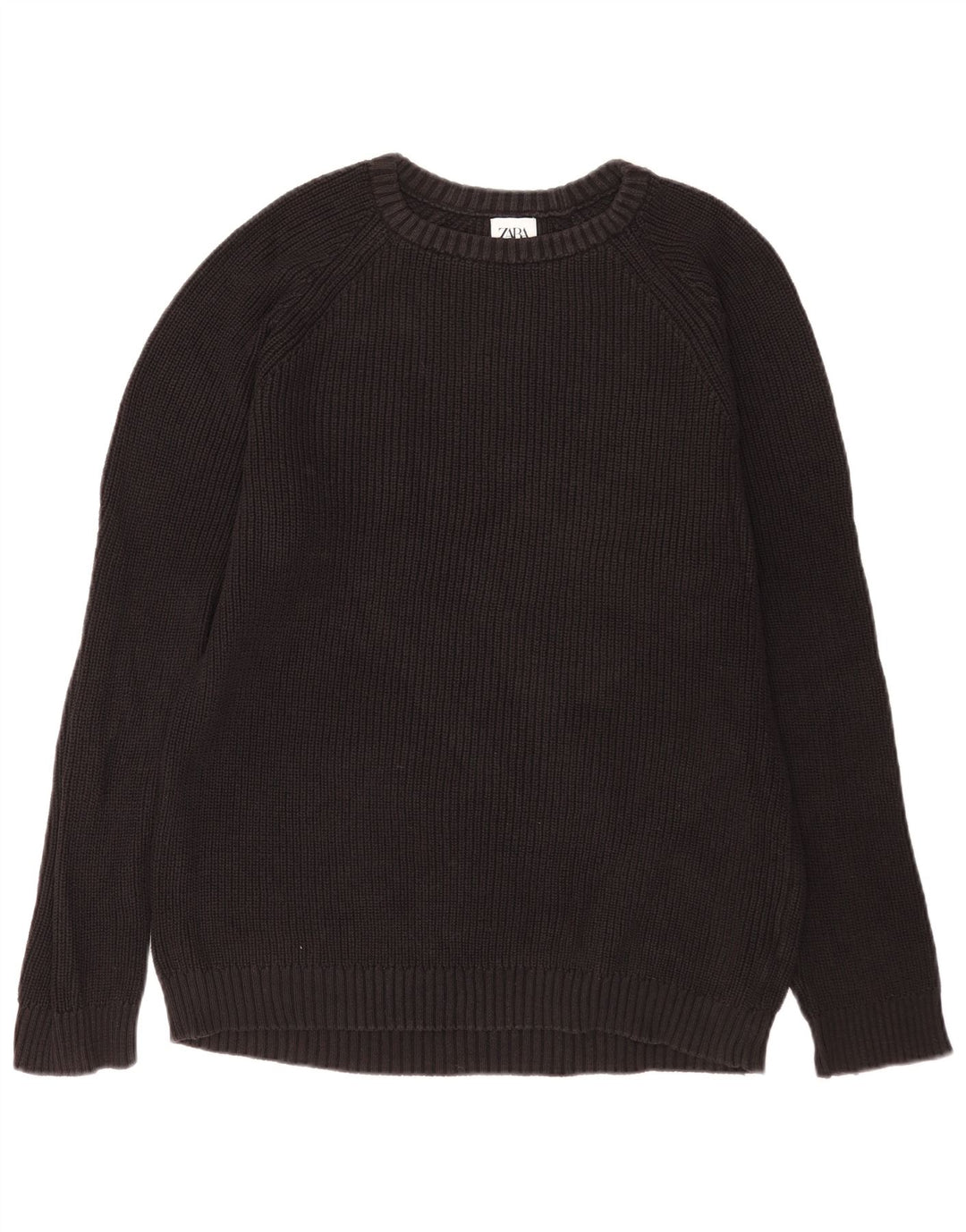 Pulover pentru bărbați Zara, cu gât turnut, mare, negru, bumbac