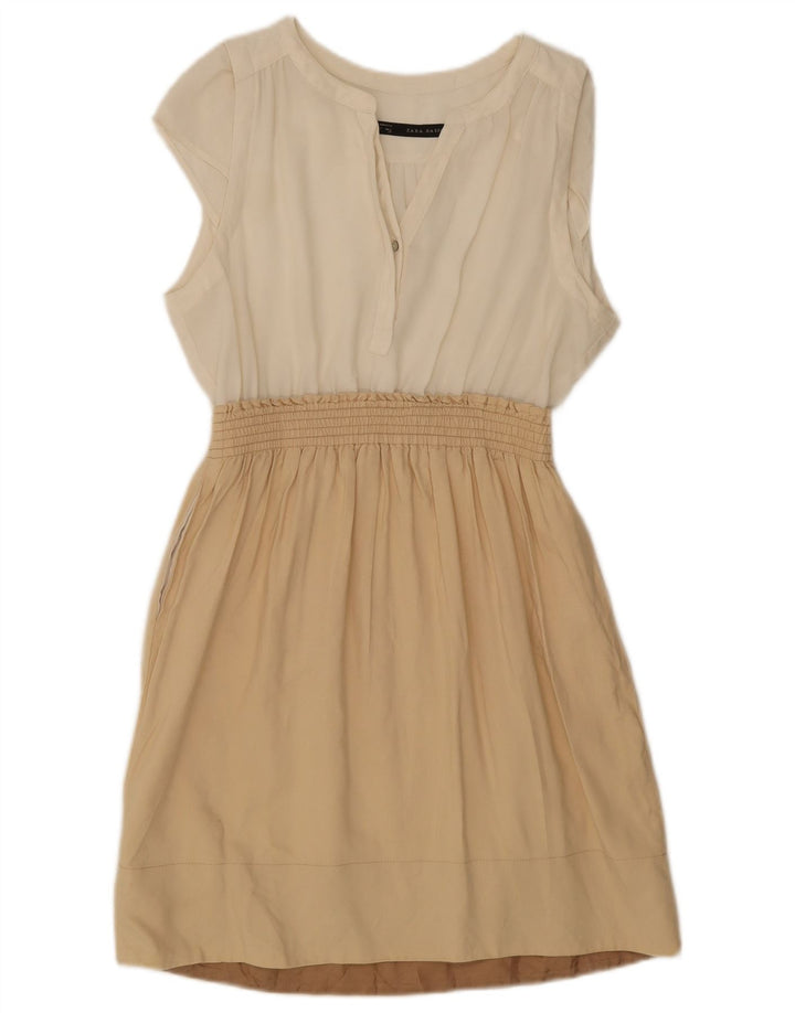 Rochie de bază Zara pentru femei UK 12 Medium White Colorblock Poliester