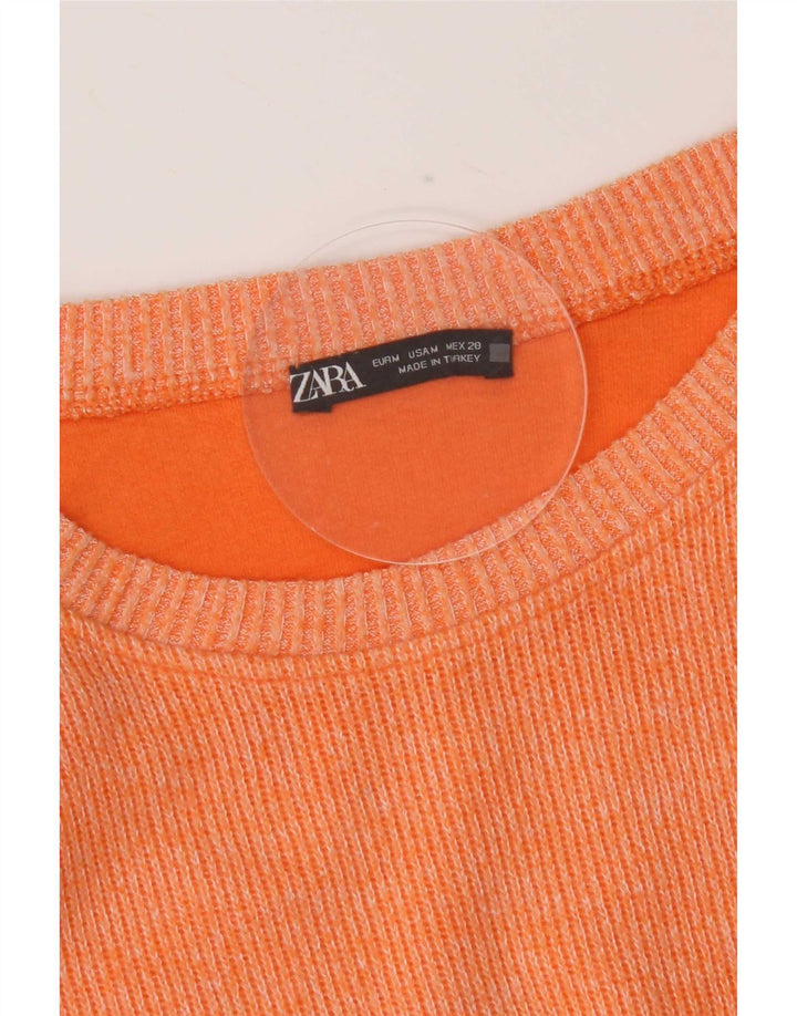 Crop Top pentru femei Zara cu mânecă lungă UK 14 portocaliu mediu