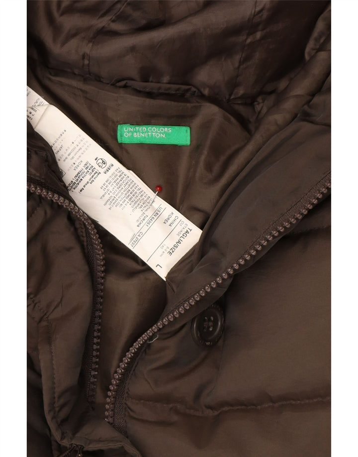 BENETTON Girls Hooded Padded Coat 8-9 Years Large Grey Polyamide Vintage Benetton and Second-Hand Benetton from Messina Hembry 