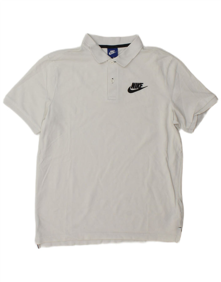 Tricou polo Nike pentru bărbați, bumbac alb mediu