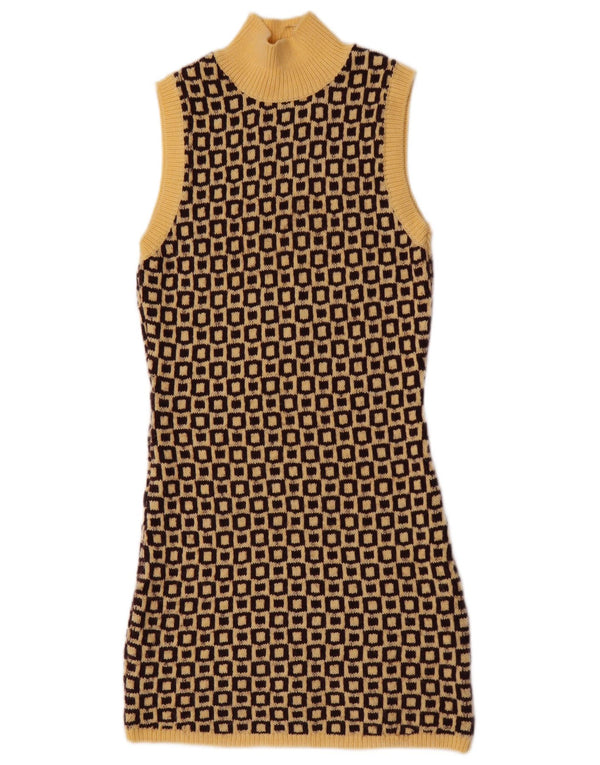Rochie cu pulover fără mâneci pentru femei Zara UK 12 Galben mediu geometric acrilic
