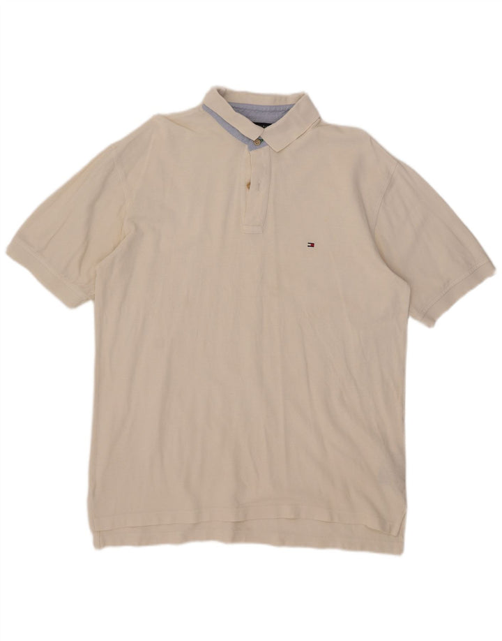 Tricou polo Tommy Hilfiger pentru bărbați, bumbac alb XL