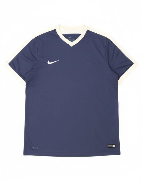 Tricou pentru bărbați Nike Dri Fit Top XL bleumarin poliester color bloc