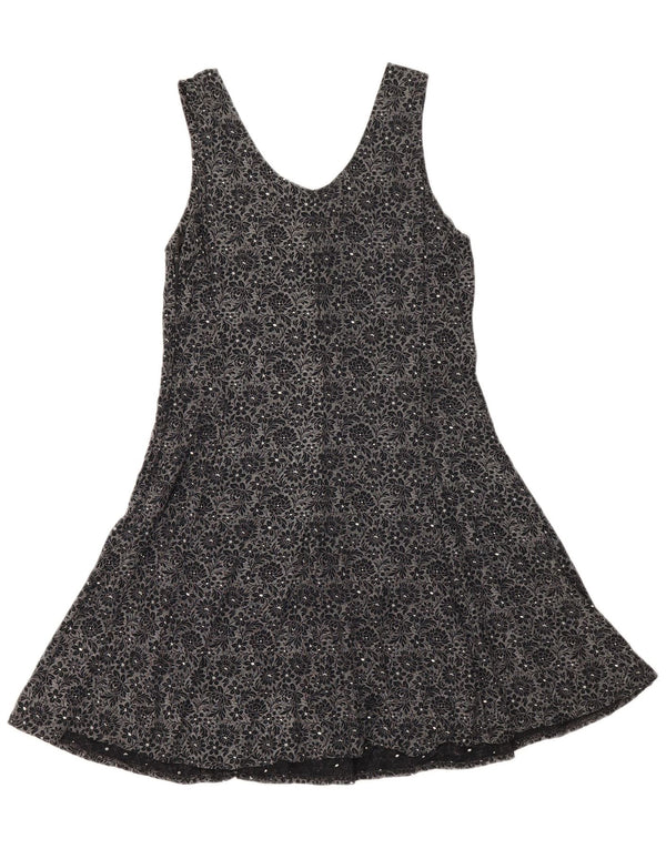 Rochie vintage pentru femei fără mâneci, în formă de A, EU 36, neagră, florală
