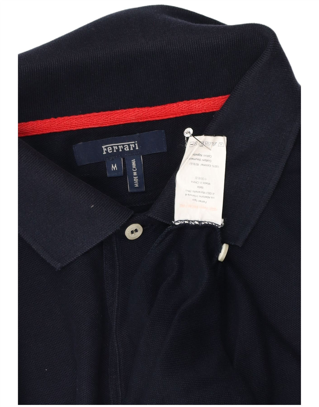 Tricou polo Ferrari pentru bărbați, bumbac, albastru bleumarin mediu