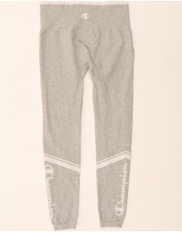 CHAMPION Womens Graphic Leggings UK 12 Medium Grey Colourblock Cotton Vintage Champion and Second-Hand Champion from Messina Hembry 