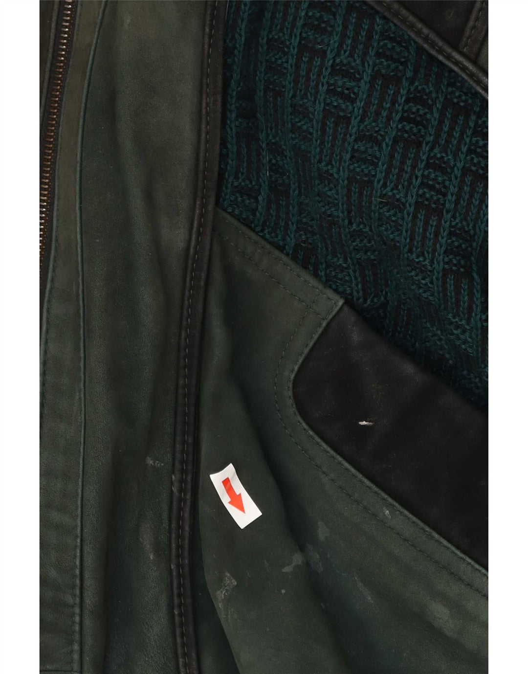 Jachetă de piele vintage pentru bărbați EU 52 XL verde Colorblock