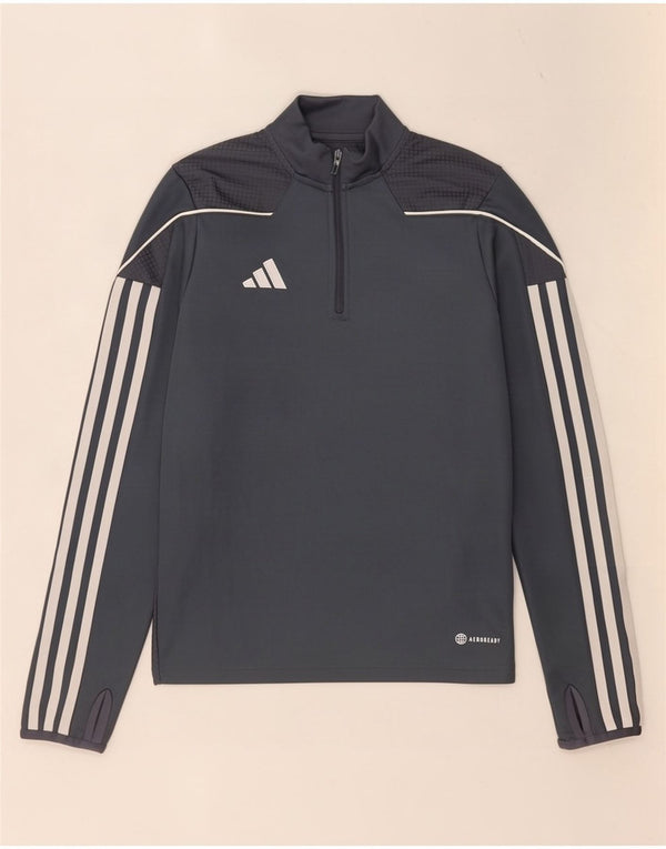 Adidas Boys Aeroready Zip Neck Pullover Trening Top 11-12 ani, gri