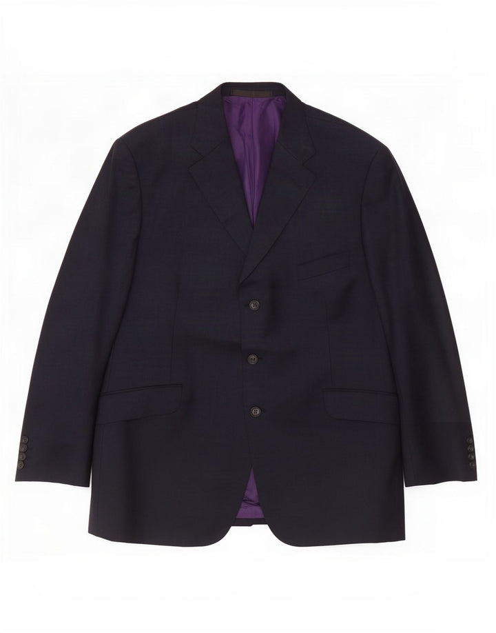 Jachetă pentru bărbați Marks & Spencer, cu 3 nasturi, UK 44 XL Lână bleumarin