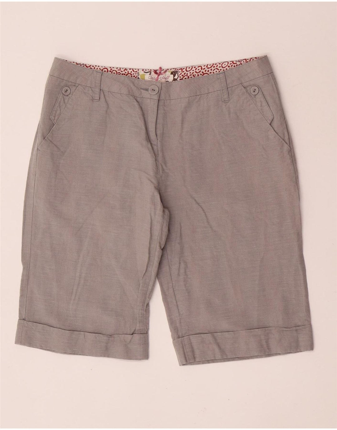 WHITE STUFF Pantaloni scurti chino pentru femei UK 14 Large W32 Grey Linen