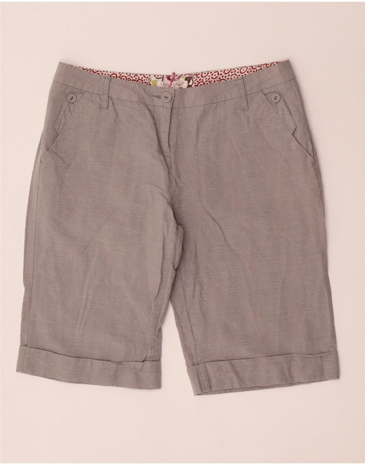 WHITE STUFF Pantaloni scurti chino pentru femei UK 14 Large W32 Grey Linen