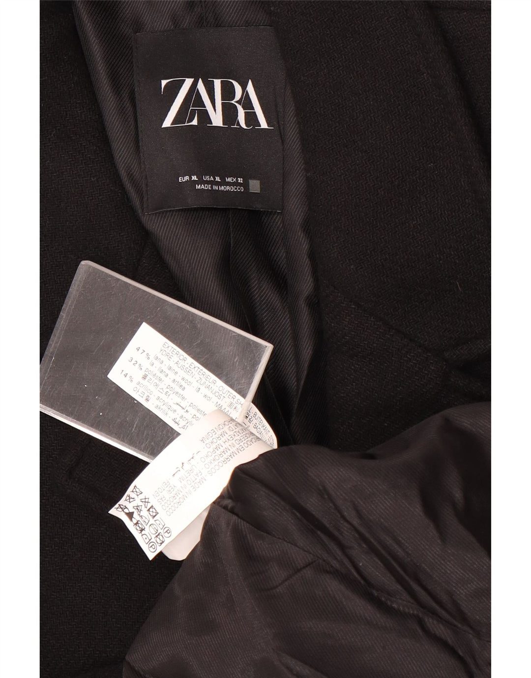 Pardesiu pentru femei Zara UK 18 XL Lână neagră