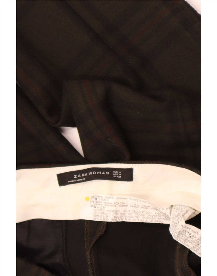 Zara Pantaloni de costum pentru femei Mediu L28 L26 Kaki Check Poliester