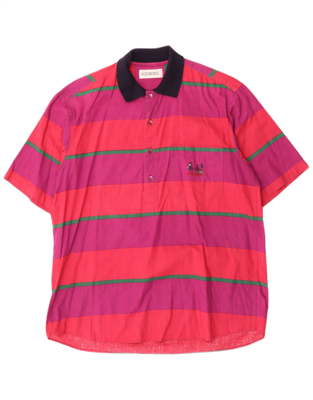 Cămașă pulover cu mânecă scurtă pentru bărbați ICEBERG, bumbac mare cu dungi violet