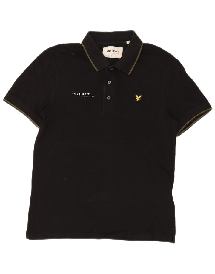 Tricou polo Lyle & Scott pentru bărbați, bumbac mediu negru
