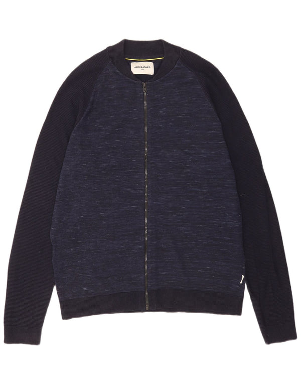 Pulover cardigan pentru bărbați Jack & Jones, XL, bleumarin, cu pete