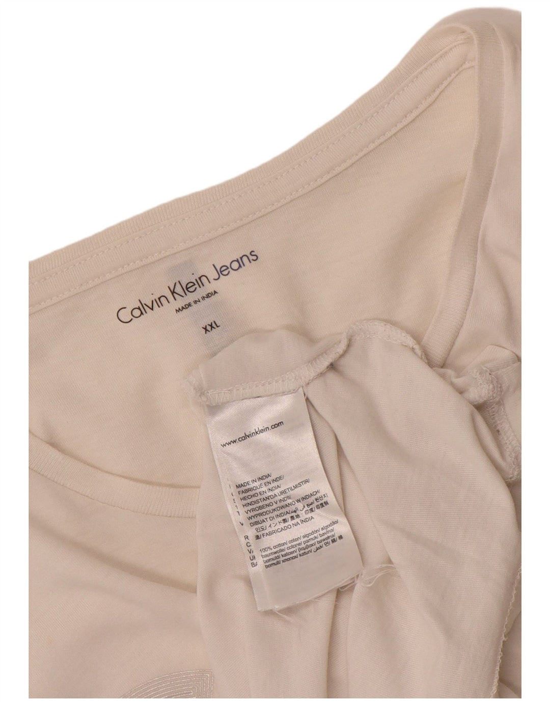 CALVIN KLEIN JEANS Tricou grafic pentru bărbați Top 2XL Bumbac alb