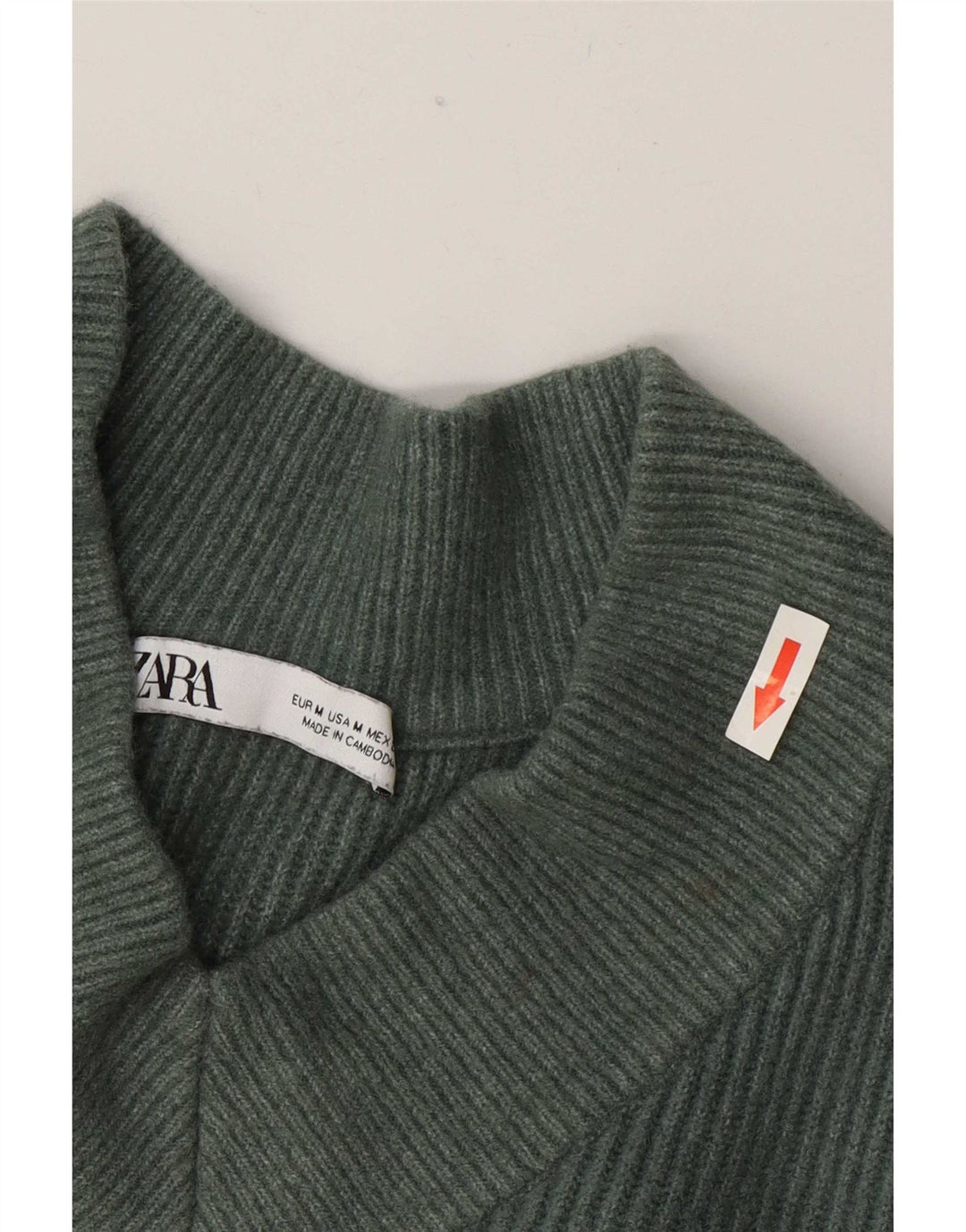 Zara Womens Oversized V-Neck Jumper Sweater UK 14 Medium Green Acrylic