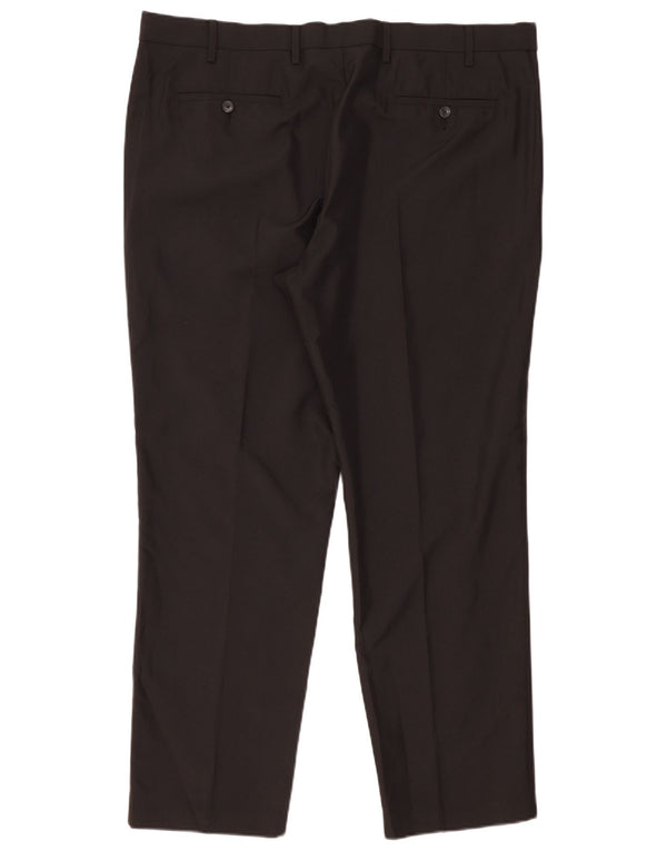 Marks & Spencer Pantaloni de costum pentru bărbați, drepti, cu croiala normală, L42 L31, negri