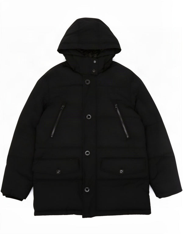 Marks & Spencer Mens Hooded Padded Coat UK 40 Large Black Polyester