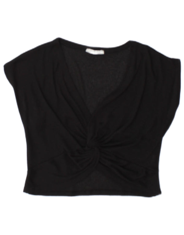 Bluză Crop Top Femei Zara UK 10 Poliester Negru Mic