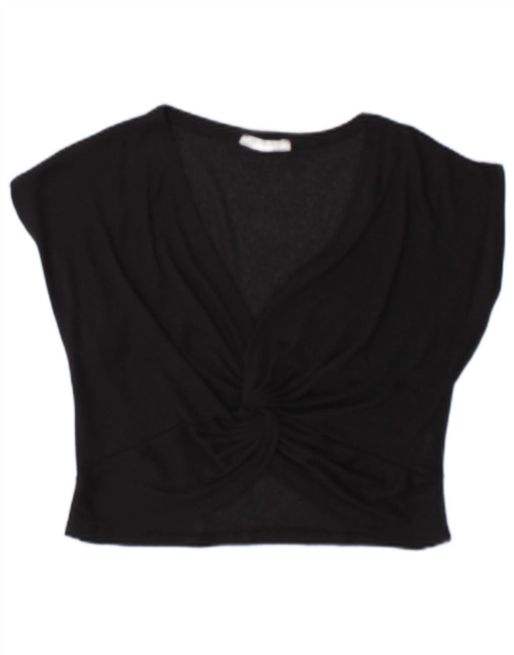 Bluză Crop Top Femei Zara UK 10 Poliester Negru Mic