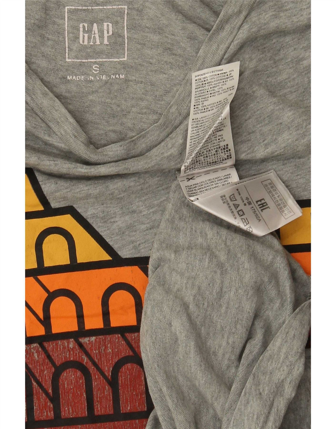 Tricou grafic Gap Roma pentru bărbați Top mic, gri, bumbac cu pete