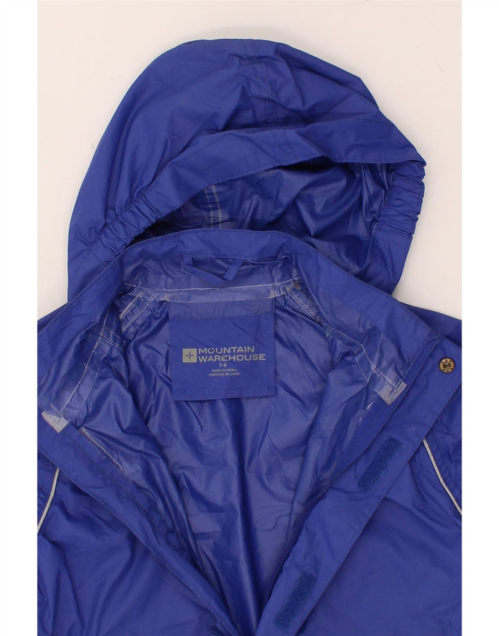 MOUNTAIN WAREHOUSE Boys Hooded Rain Jacket 7-8 Years Blue Nylon Vintage Mountain Warehouse and Second-Hand Mountain Warehouse from Messina Hembry 
