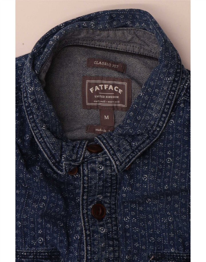 Cămașă Fat Face pentru bărbați, Classic Fit, din denim, Bumbac Floral Albastru Mediu